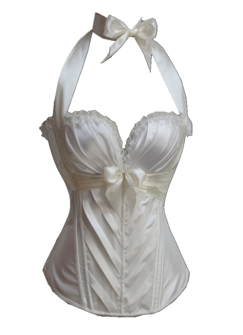 Satin Halter neck White Bridal Corset